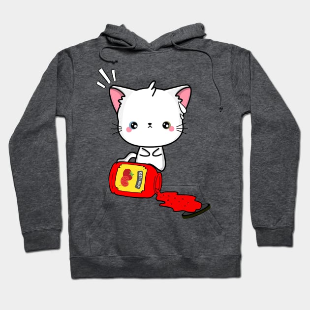 Angora Cat Spilled a bottle of ketchup Hoodie by Pet Station